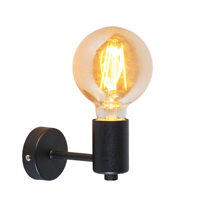 QAZQA Industriële wandlamp zwart 13cm - Facil