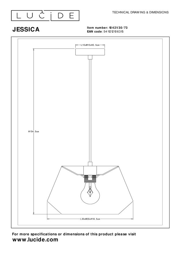 Lucide JESSICA Hanglamp - Terracotta