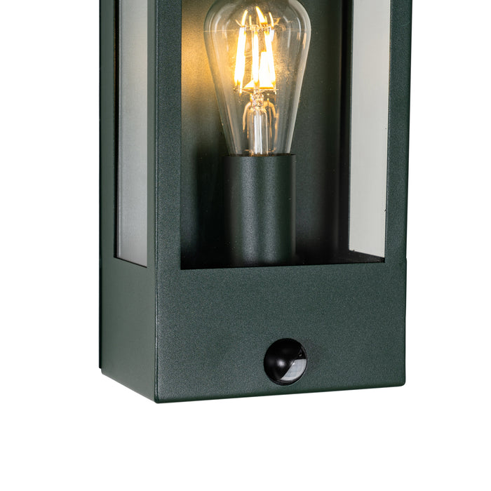 QAZQA Buiten wandlamp donker groen met bewegingsmelder IP44 -