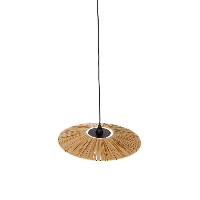 QAZQA Landelijke hanglamp zwart met touw 45 cm - Leia