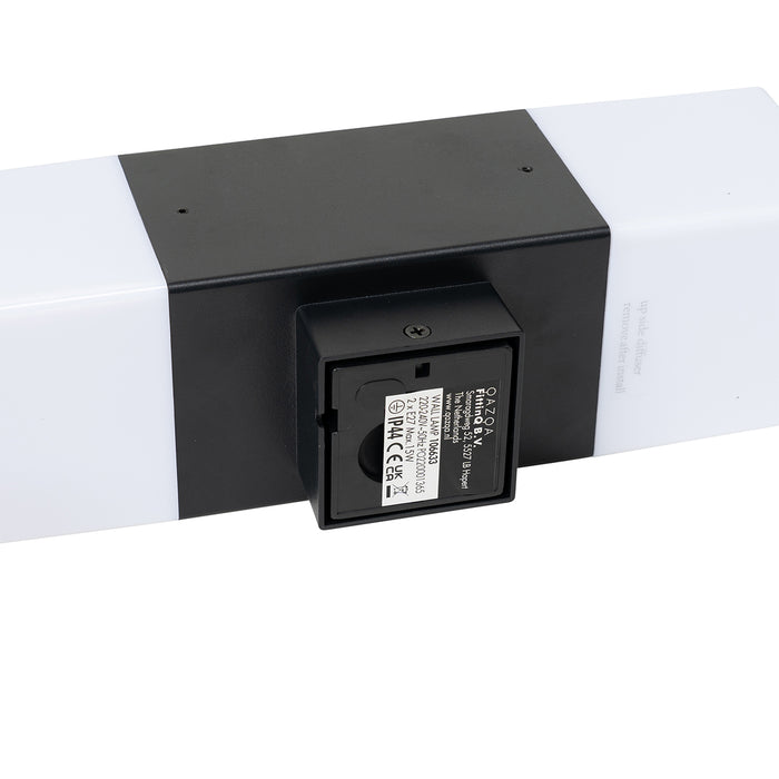 QAZQA Buiten wandlamp zwart met opale kap 2-lichts IP44 - Denmark