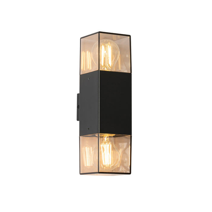 QAZQA Buiten wandlamp zwart met smoke kap 2-lichts IP44 - Denmark