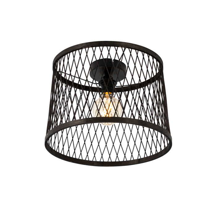 QAZQA Landelijke plafondlamp zwart rotan 40 cm IP44 - Calamus