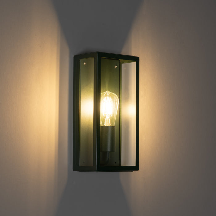 QAZQA Industriële buiten wandlamp donker groen met glas IP44 -