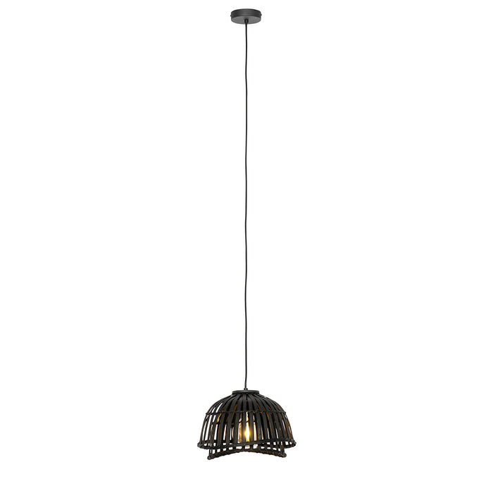 QAZQA Oosterse hanglamp zwart bamboe 30 cm - Pua