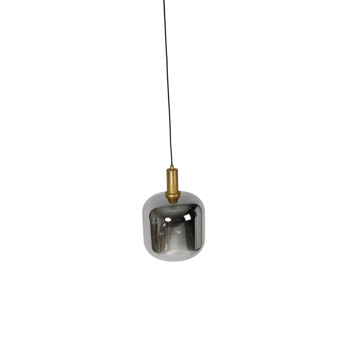 QAZQA Hanglamp zwart met goud en smoke glas incl. PUCC - Zuzanna