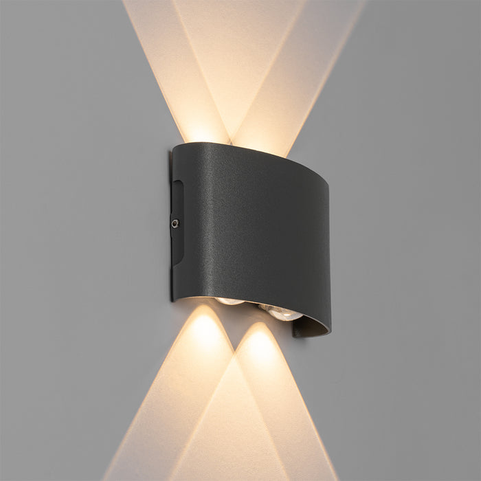 QAZQA Buiten wandlamp donkergrijs incl. LED 4-lichts IP54 - Silly
