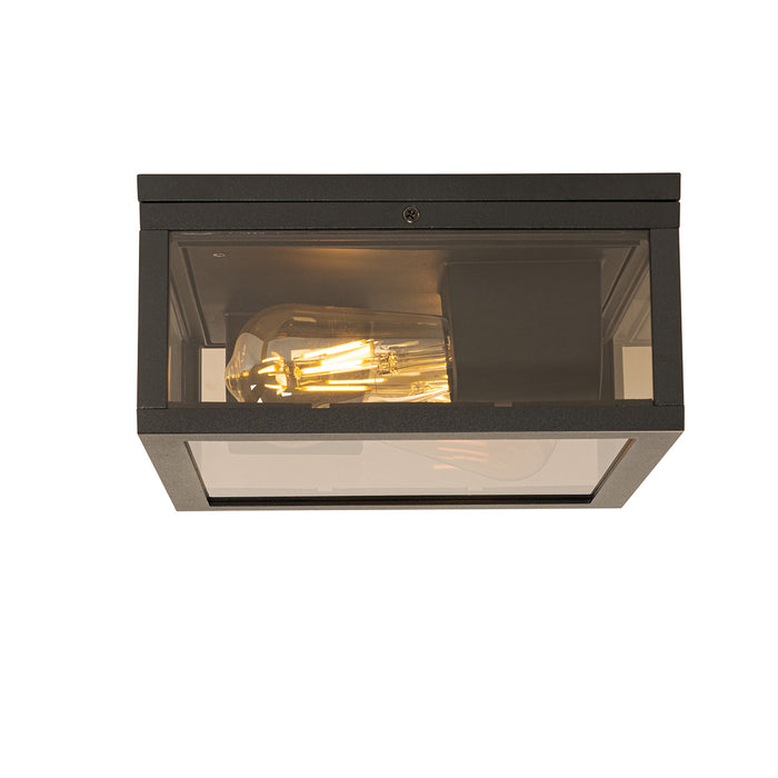 QAZQA Plafondlamp zwart met smoke glas 2-lichts IP44 - Charlois