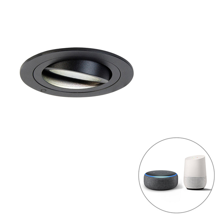 QAZQA Smart inbouwspot zwart incl. Wifi GU10 - Rondoo