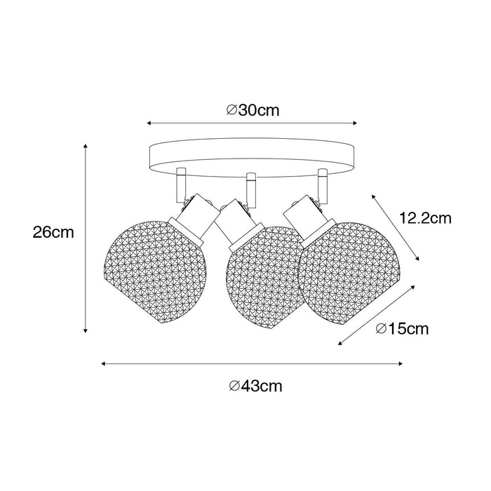 QAZQA Design spot zwart met smoke glas 3-lichts rond - Chico