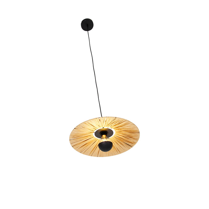 QAZQA Landelijke hanglamp zwart met touw 45 cm - Leia