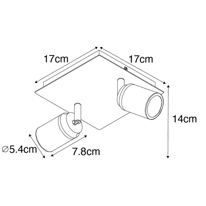QAZQA Moderne badkamer spot zwart vierkant 2-lichts IP44 - Ducha