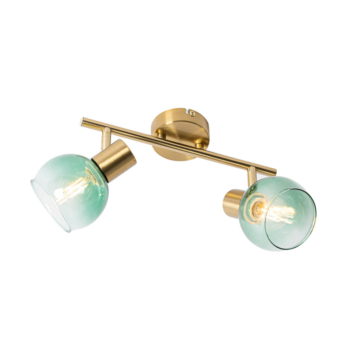 QAZQA Art Deco spot goud met groen glas 2-lichts - Vidro