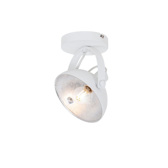 QAZQA Industriële plafondlamp wit met zilver 15 cm verstelbaar -