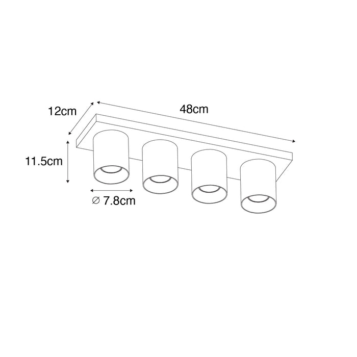 QAZQA Moderne plafondspot zwart 4-lichts - Tubo