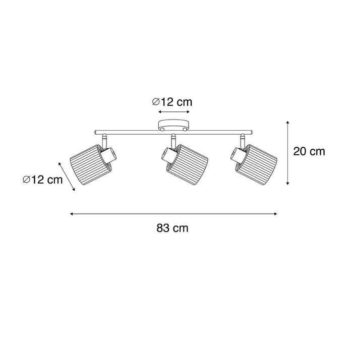 QAZQA Plafondspot zwart met smoke glas 3-lichts verstelbaar - Laura
