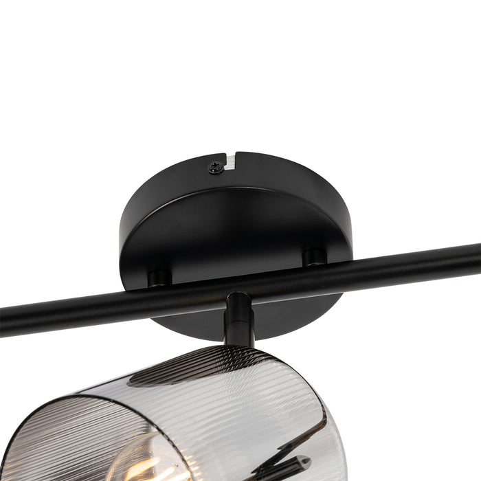 QAZQA Plafondspot zwart met smoke glas 3-lichts verstelbaar - Laura