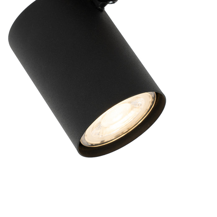 QAZQA Moderne spot zwart met hout kantelbaar - Jeana