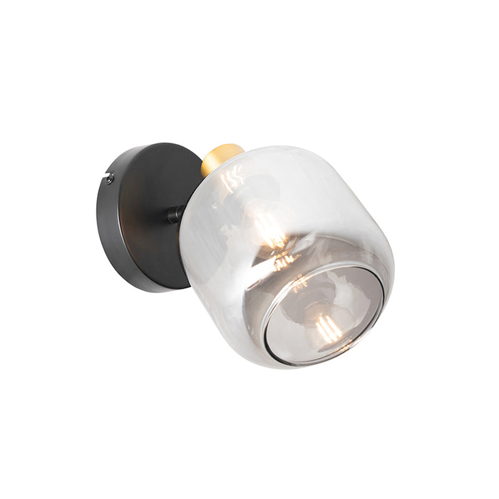 QAZQA Design plafondspot zwart met goud met smoke glas - Zuzanna