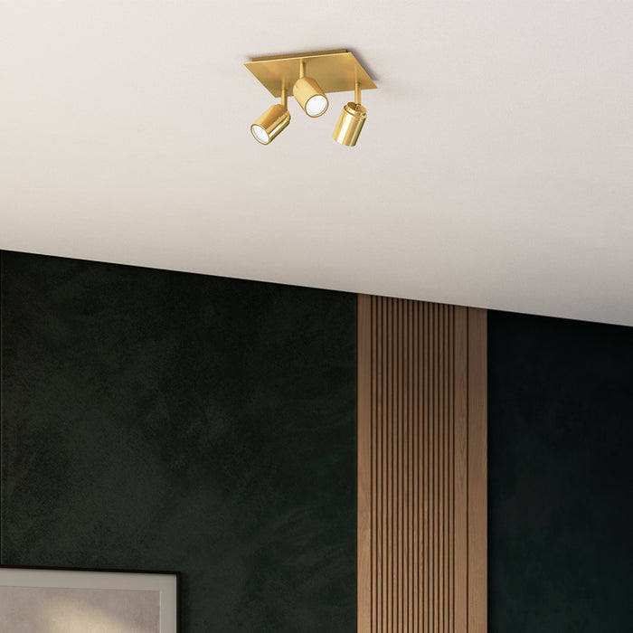 QAZQA Moderne badkamer spot messing vierkant 3-lichts IP44 - Ducha