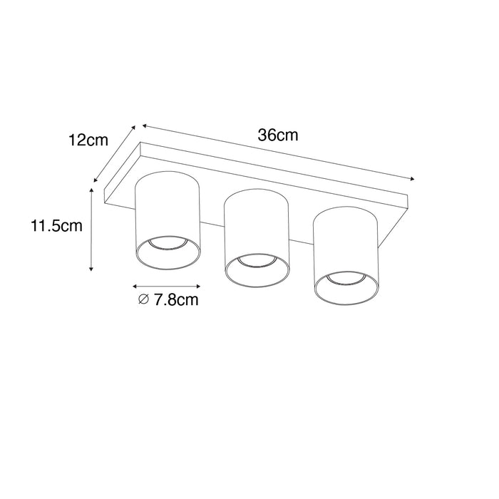 QAZQA Moderne plafondspot zwart 3-lichts - Tubo