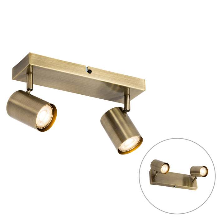 QAZQA Moderne plafondlamp brons 2-lichts verstelbaar rechthoekig -