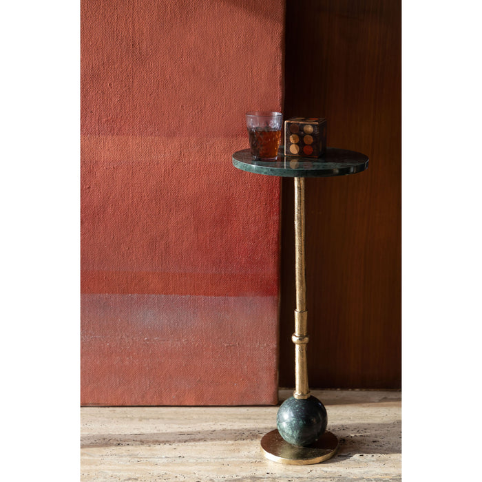 Dutchbone Everest Bijzettafel Rond 25 cm Marmer Groen| Goud