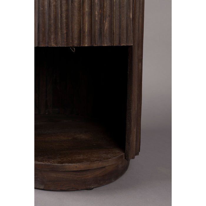 Dutchbone Marlow Bijzettafel|Nachtkastje Rond 45 cm Travertin| Hout - Bruin