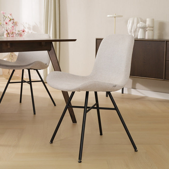 Nolon Noa-Fé Eetkamerstoel Beige - Stof - Zwart Onderstel