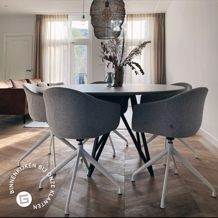 Nolon Nola-Otis Draaibare Eetkamerstoelen Set - Donkergrijs - Zwart