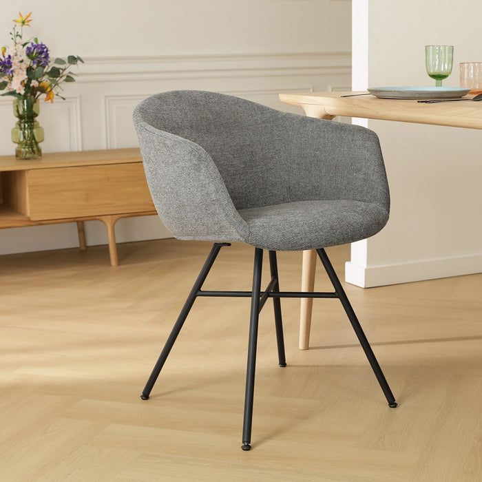 Nolon Noa-Otis Eetkamerstoelen Set van 2 - Donkergrijs - Zwarte Poten