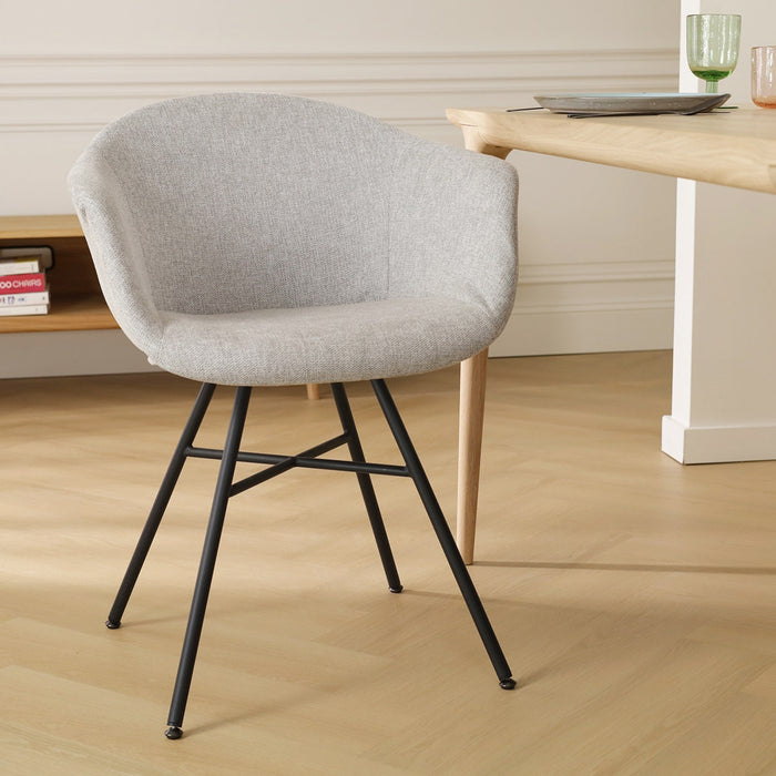 Nolon Noa-Otis Eetkamerstoelen Set van 2 - Lichtgrijs - Zwarte Poten