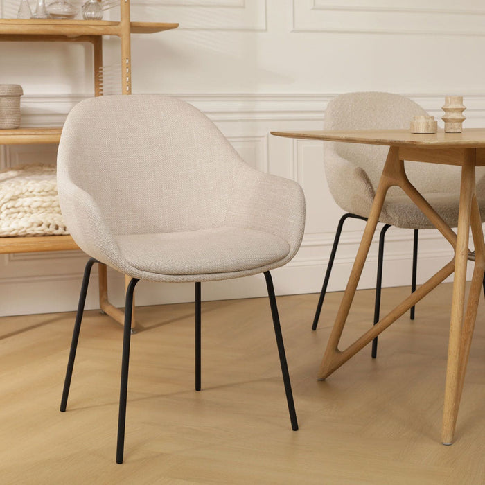 Nolon Nora-Mae Eetkamerstoel Beige - Armleuning - Zwarte Poten