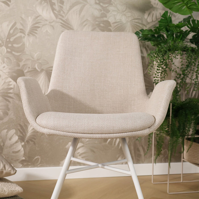 Nolon Noa-Eef Eetkamerstoel Beige - met Armleuning - Wit