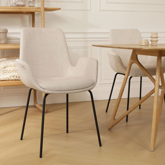 Nolon Nora-Eef Eetkamerstoel Beige - met Armleuning - Zwart