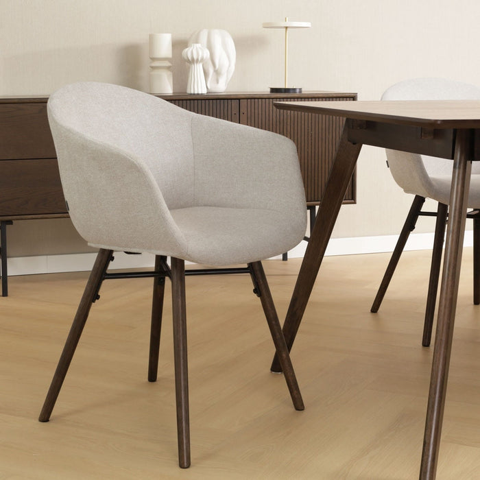 Nolon Nena-Otis Eetkamerstoel Beige - met Armleuning - Walnoot