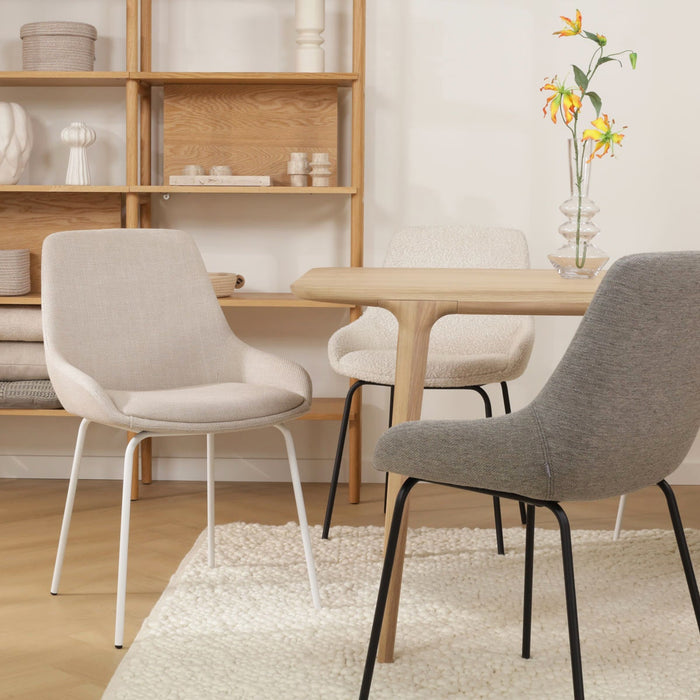 Nolon Nora-Isa Eetkamerstoel Beige - Stof - Wit Onderstel