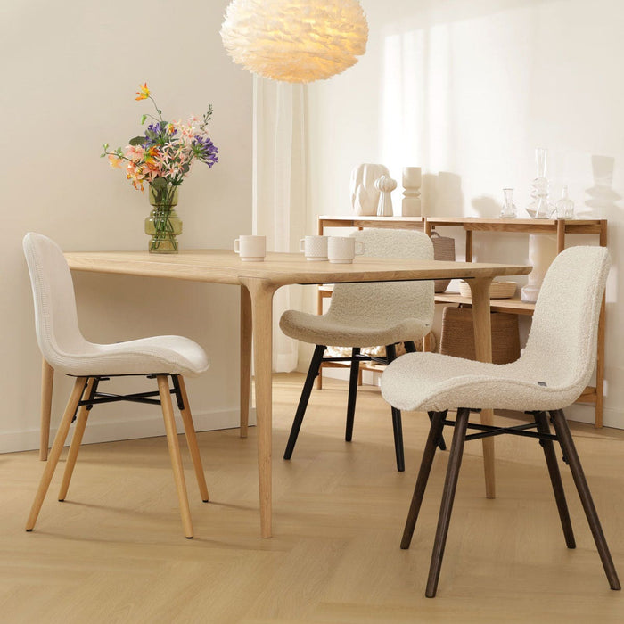 Nolon Nova-Fé Eetkamerstoel Bouclé Beige - Stof - Zwarte Poten