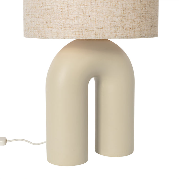 QAZQA Scandinavische tafellamp beige met linnen kap beige - Lotti