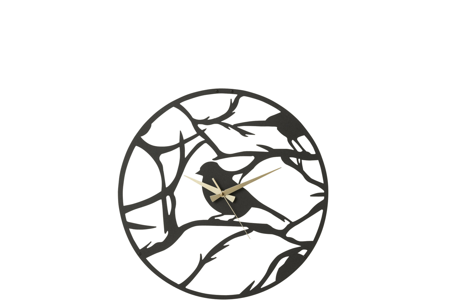 J-Line klok Vogel - metaal - zwart - Ø 49 cm