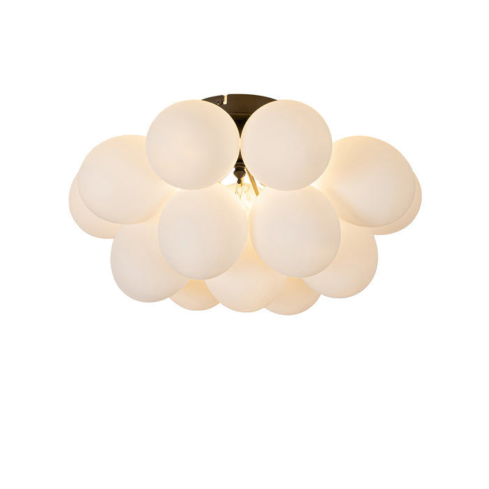 QAZQA Art deco plafondlamp zwart met opaal glas 4-lichts - Uvas