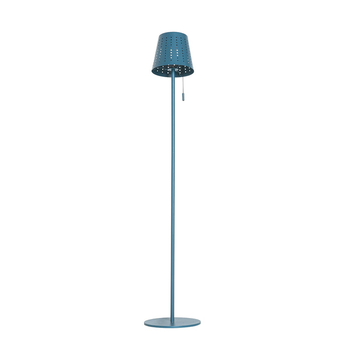 QAZQA Buiten vloerlamp blauw incl. LED 3-staps dimbaar op solar -