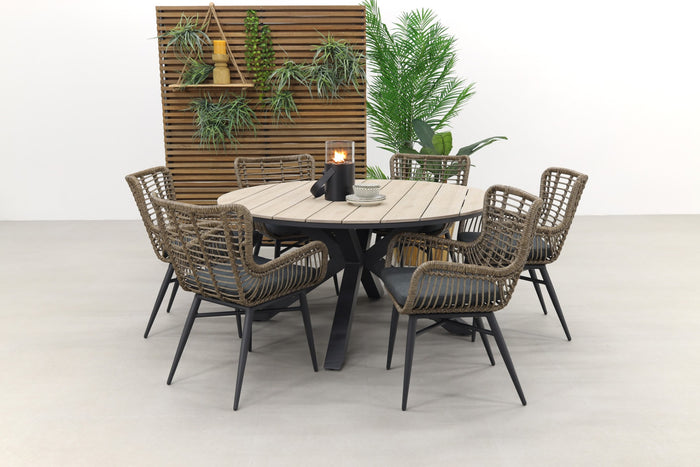 Jasmine natural | Garden Impressions Edison 148 cm. - ronde tuinset