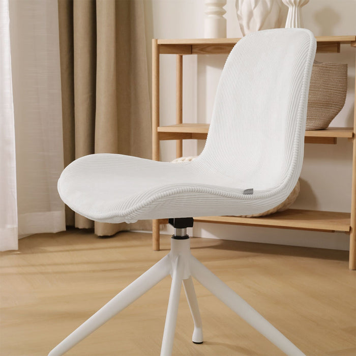 Nolon Nola-Fé Eetkamerstoel Rib Crème - Draaibaar Wit Onderstel