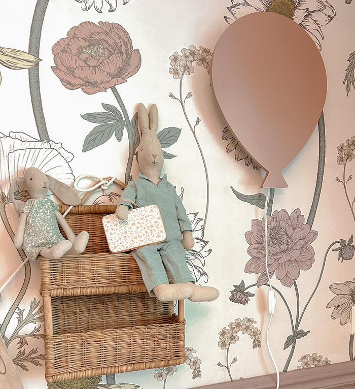 Houten wandlamp kinderkamer | Ballon - terra roze