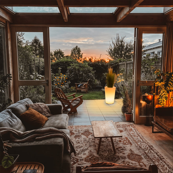 QAZQA Buiten vloerlamp wit 60 cm bloempot IP65 - Verano