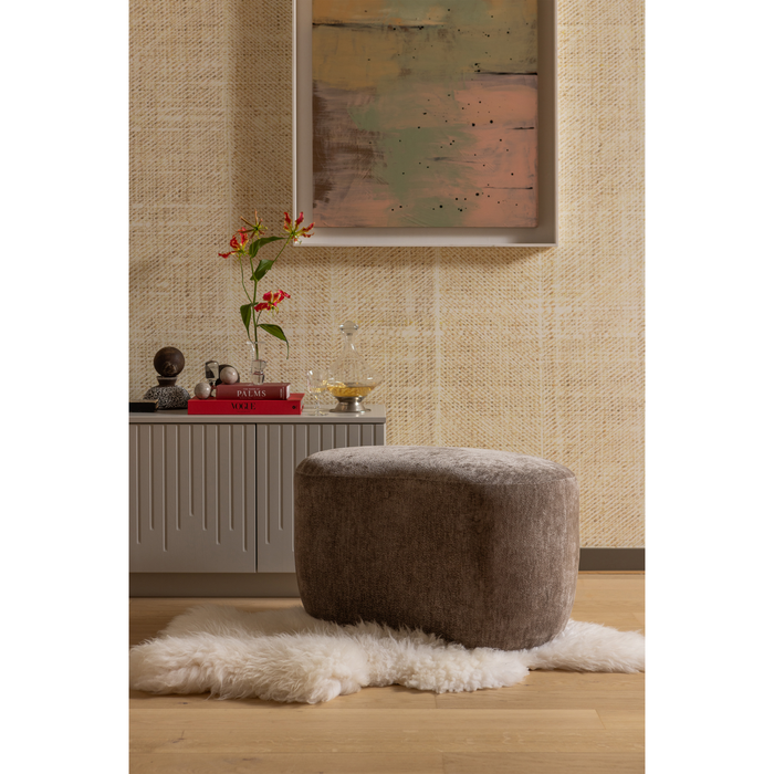 WOOOD Popular Organische Poef - Polyester - Taupe - 43x73x49