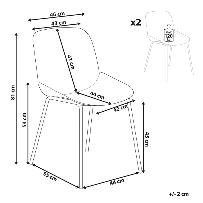 Beliani - MILACA - Eetkamerstoel set van 2 - Beige - Plastic