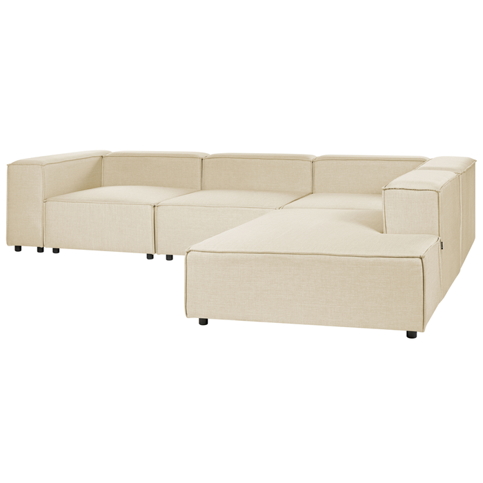 Beliani - APRICA - Hoekbank - Beige - Linkerzijde - Linnen