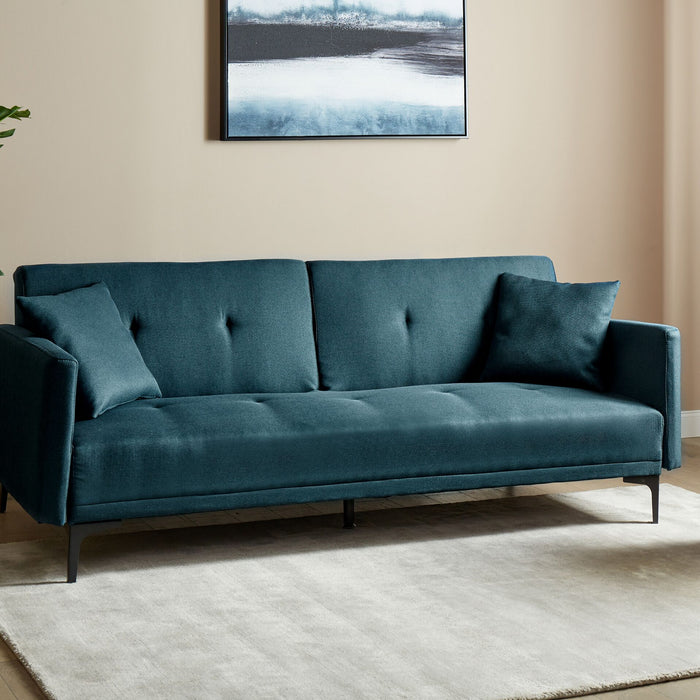 Beliani - LUCAN - Slaapbank 3-zits - Zeeblauw - Polyester